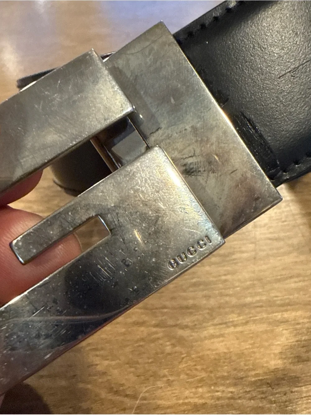 Authentic Gucci Belt Vintage G Classic Buckle Logo Black Leather size 95/38 New
